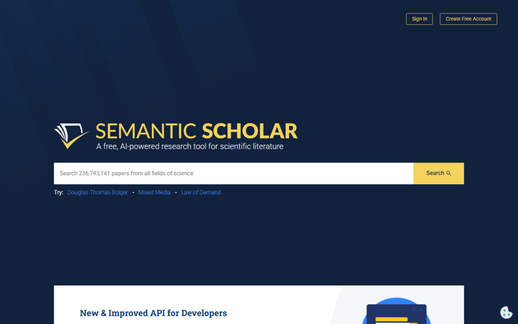 Semantic Scholar screenshot