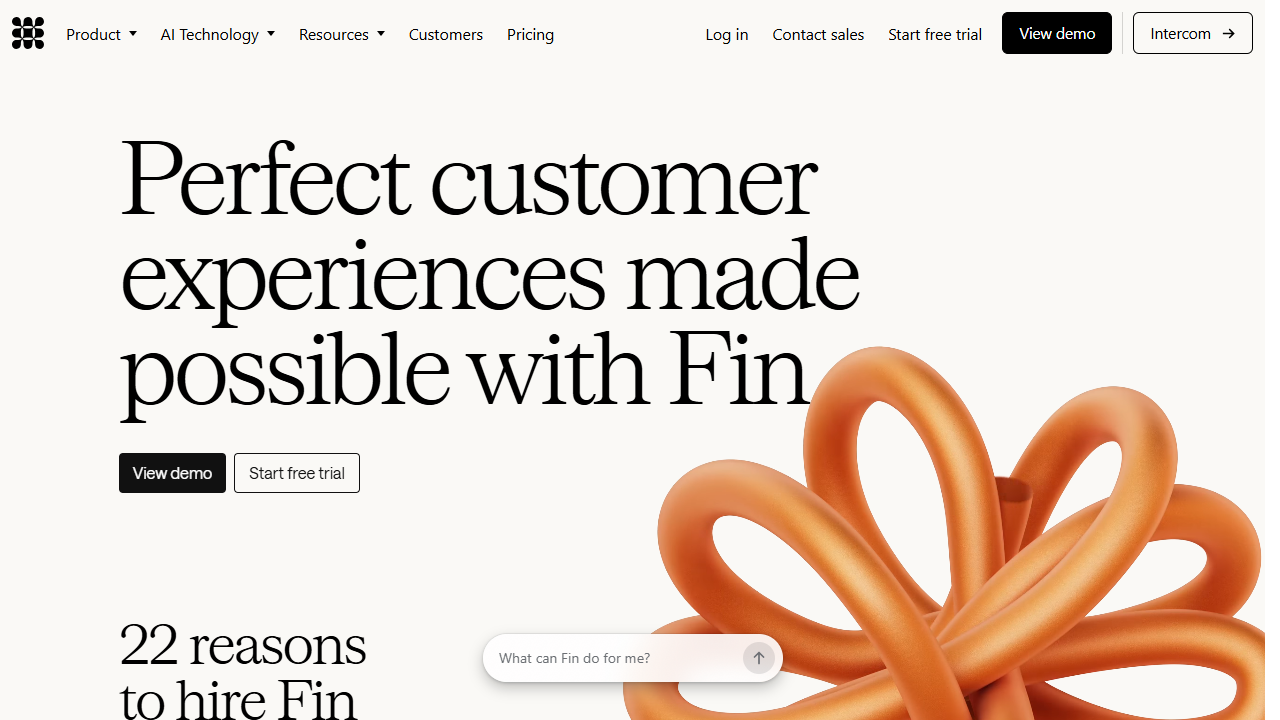 Intercom Fin interface for e-commerce businesses