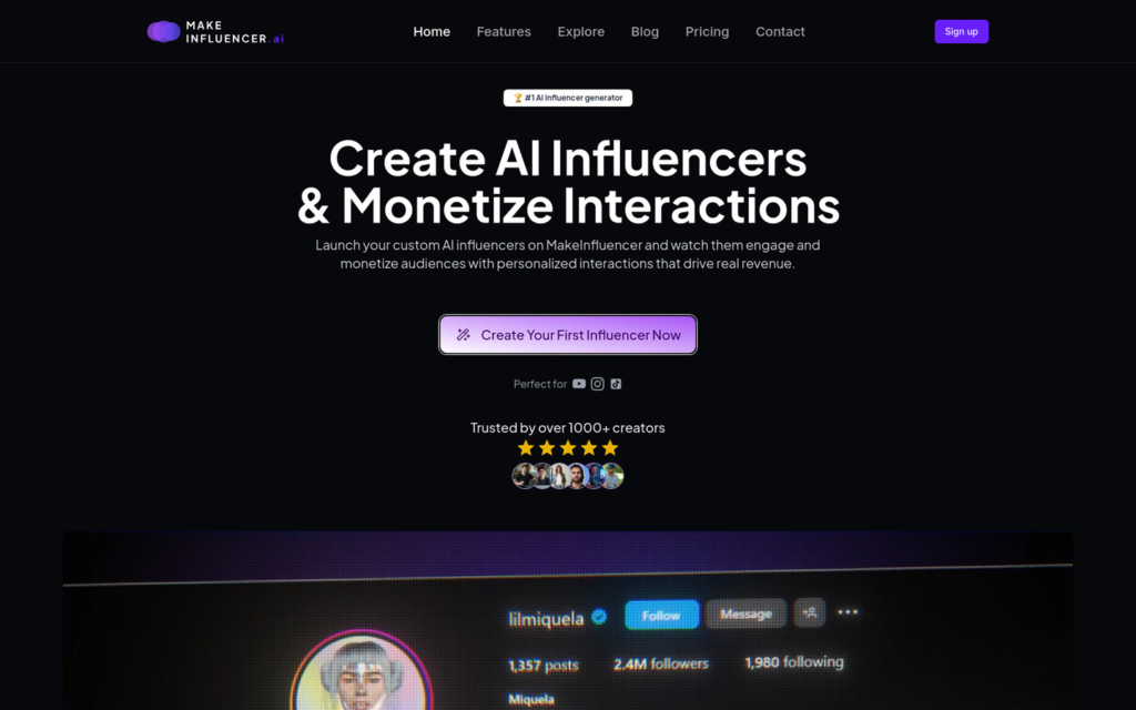 MakeInfluencer AI screenshot