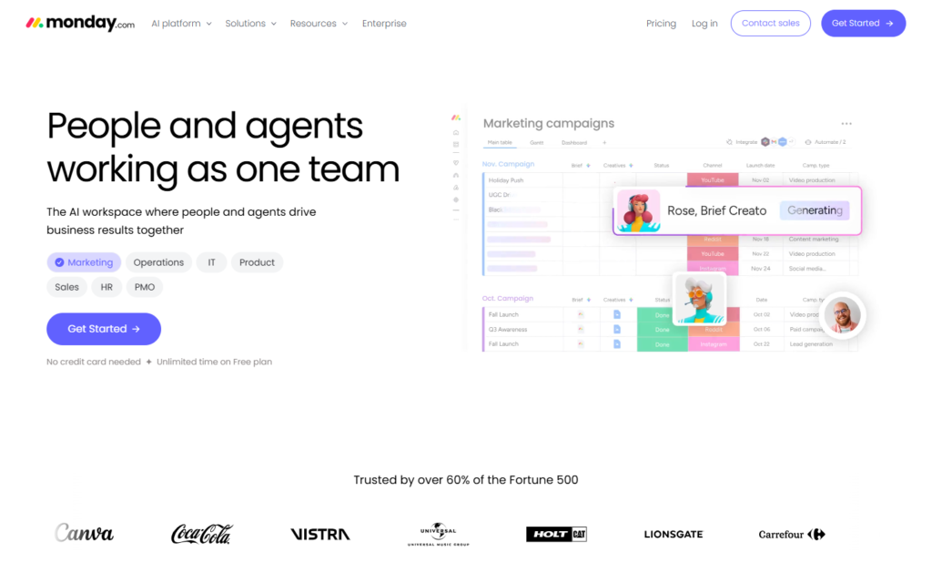 monday.com AI screenshot
