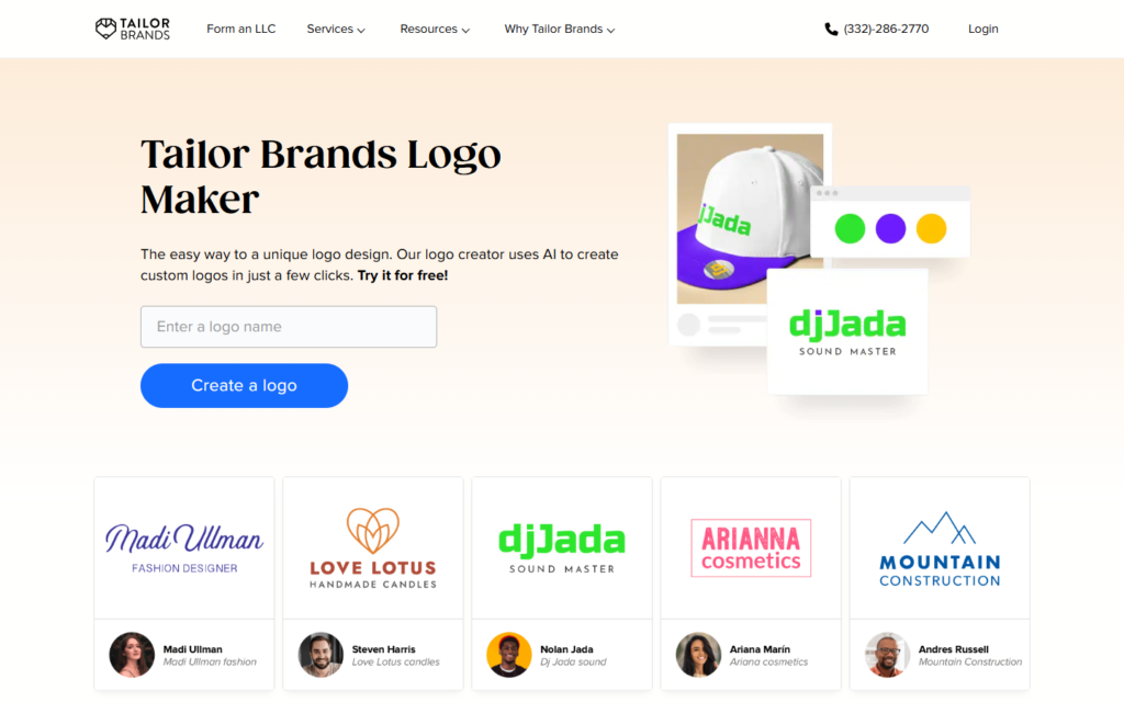 Tailor Brands AI screenshot