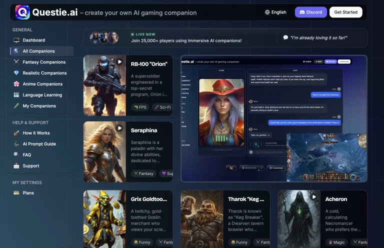 Questie AI – Game Companion & Roleplay Character Chat