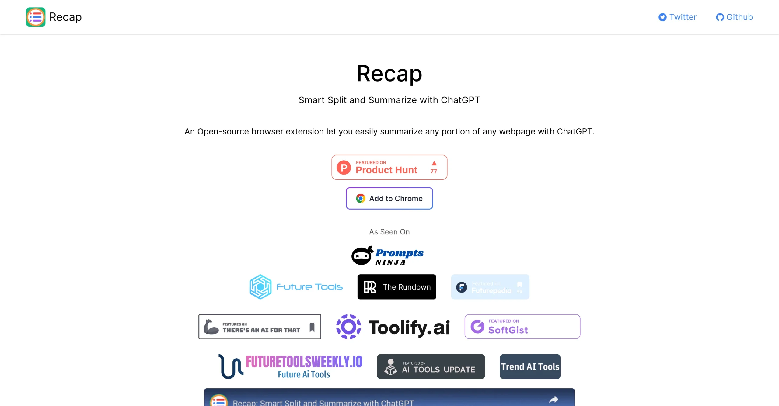 Recap: Smart Split and Summarize with ChatGPT