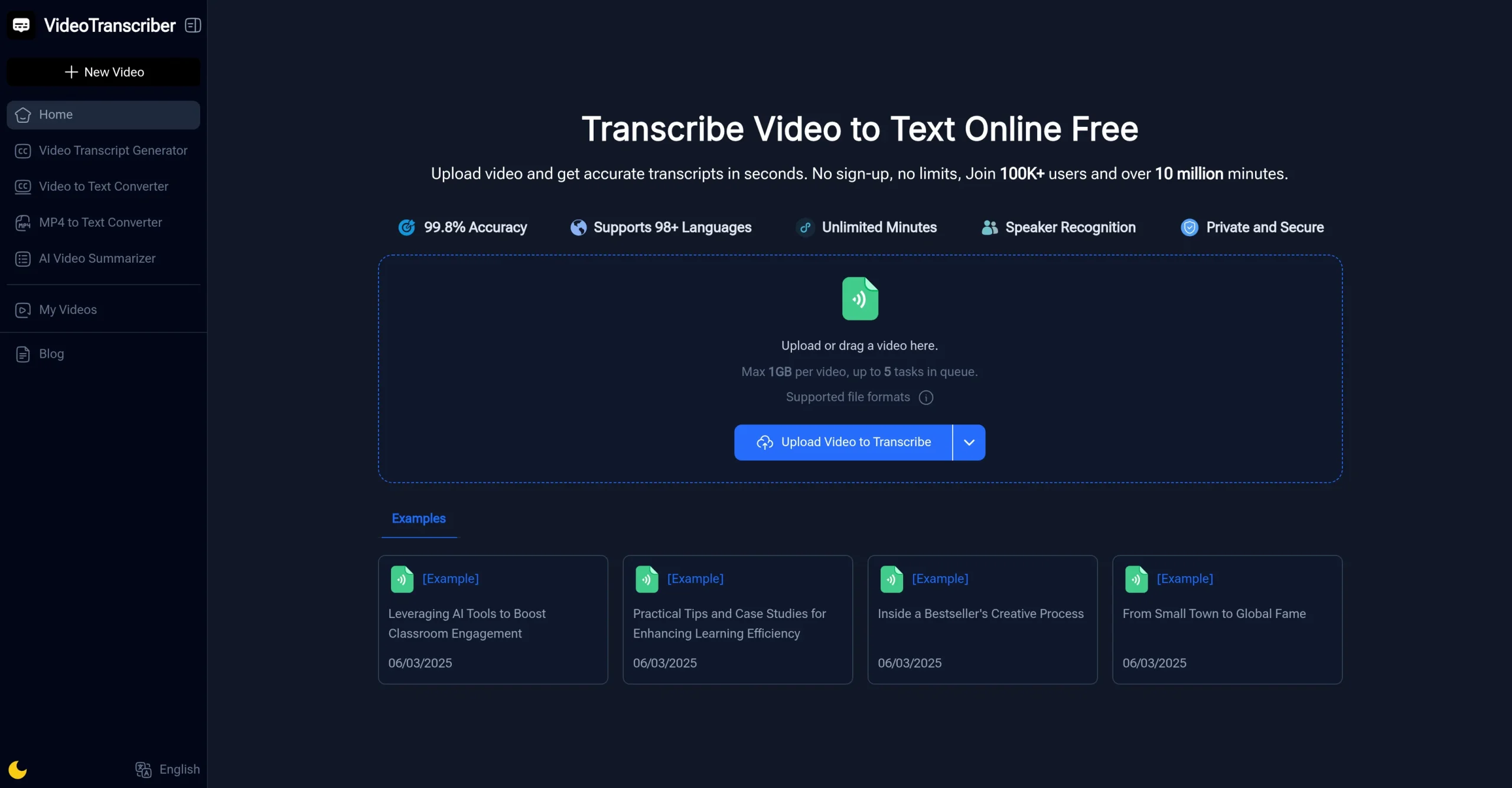 Video Transcriber AI