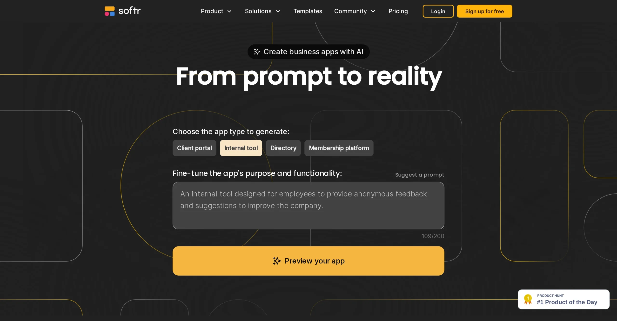 Softr no-code business portal and internal app builder