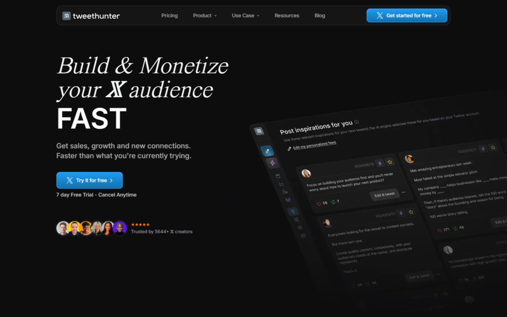 Tweet Hunter AI screenshot