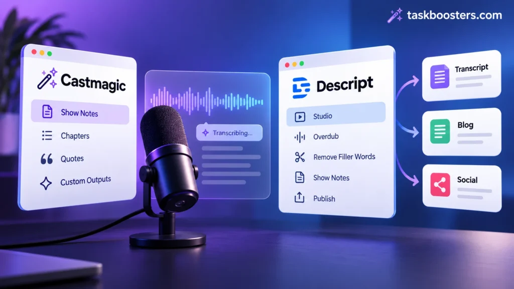 Best Podcast Transcription Software in 2026: Castmagic vs Descript for Editing & Content Repurposing