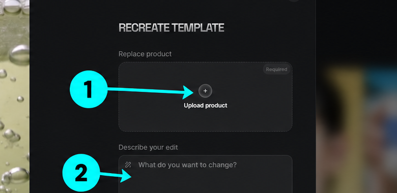 Higgsfield Recreate Template upload product field